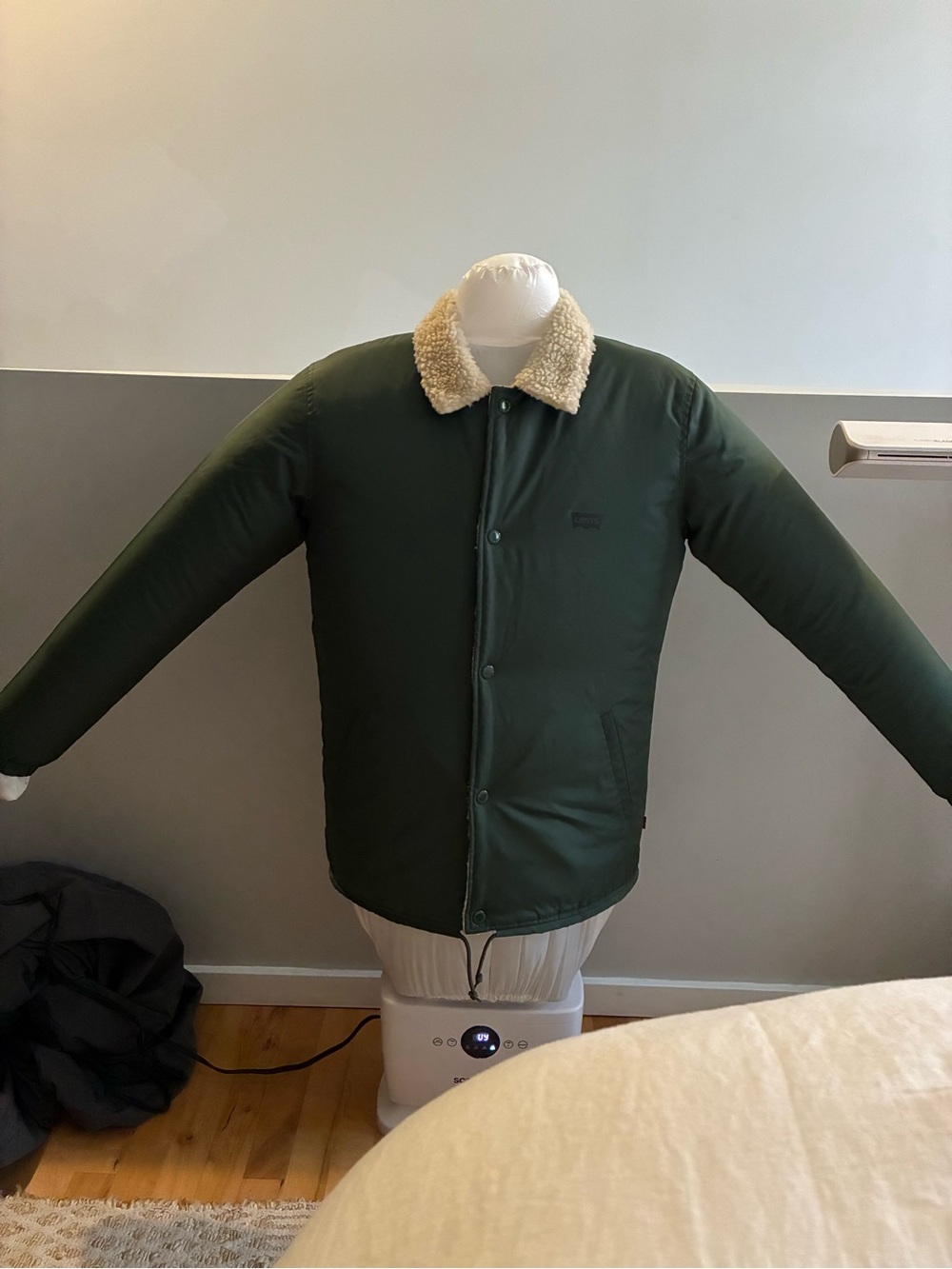 Levi’s Men’s Large Sherpa Lined Jacket Forest Green Fleece Collar L